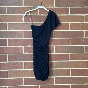 Black one shoulder cocktail dress